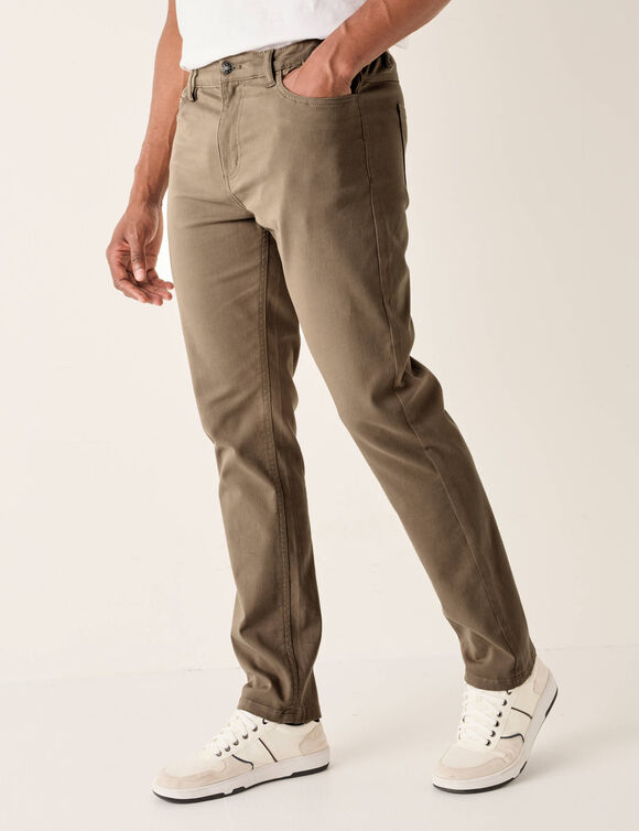 Pantalon 5 poches confort ceinture élastiquée gabardine - L32 (beige foncé)