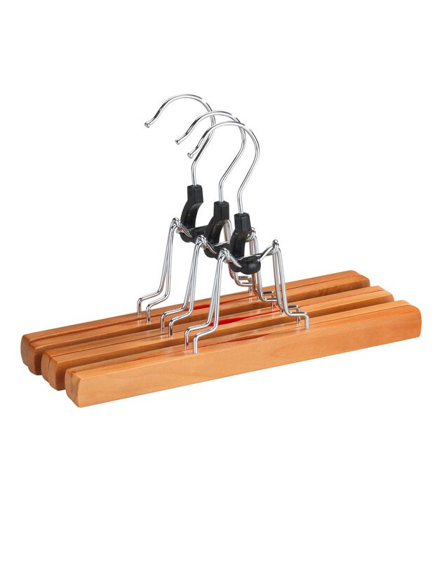 Lot de 3 cintres pour pantalons en bois naturel (bois)