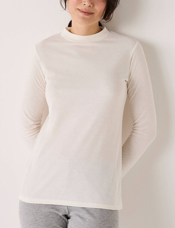 T-shirt thermique col montant - manches longues (ivoire)