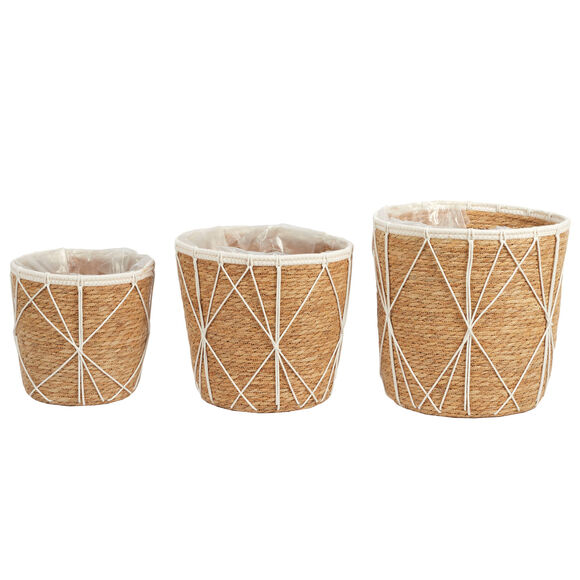 Panier cache-pots gigogne - lot de 3 (paille)