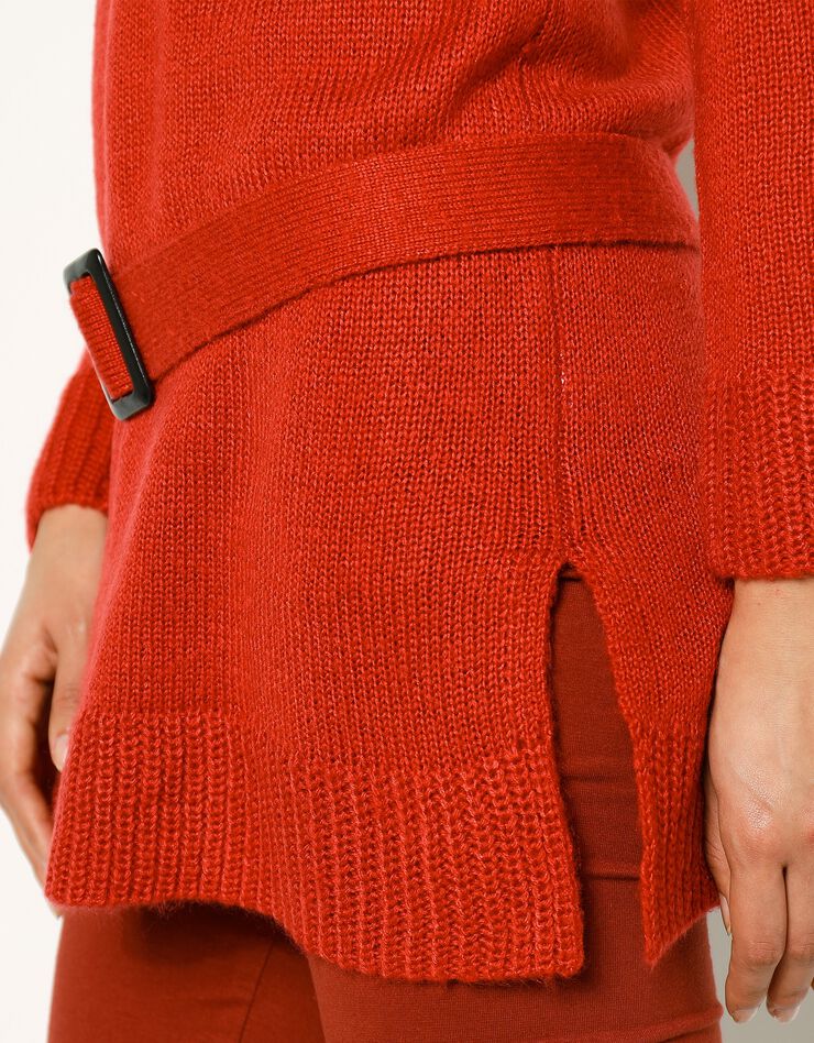 Pull tunique uni à ceinture amovible - toucher mohair (tomette) Pull tunique uni à ceinture amovible - toucher mohair (tomette)