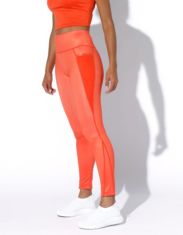 Legging taille haute avec empiècements résille (orange) Legging taille haute avec empiècements résille (orange)