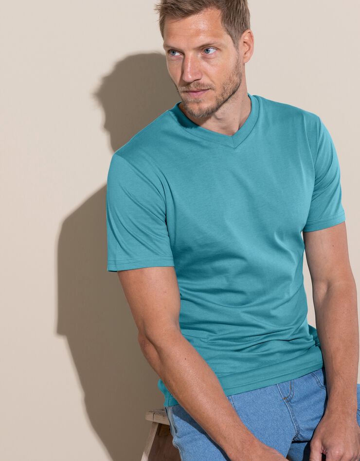 Tee-shirt col V manches courtes (céladon)
