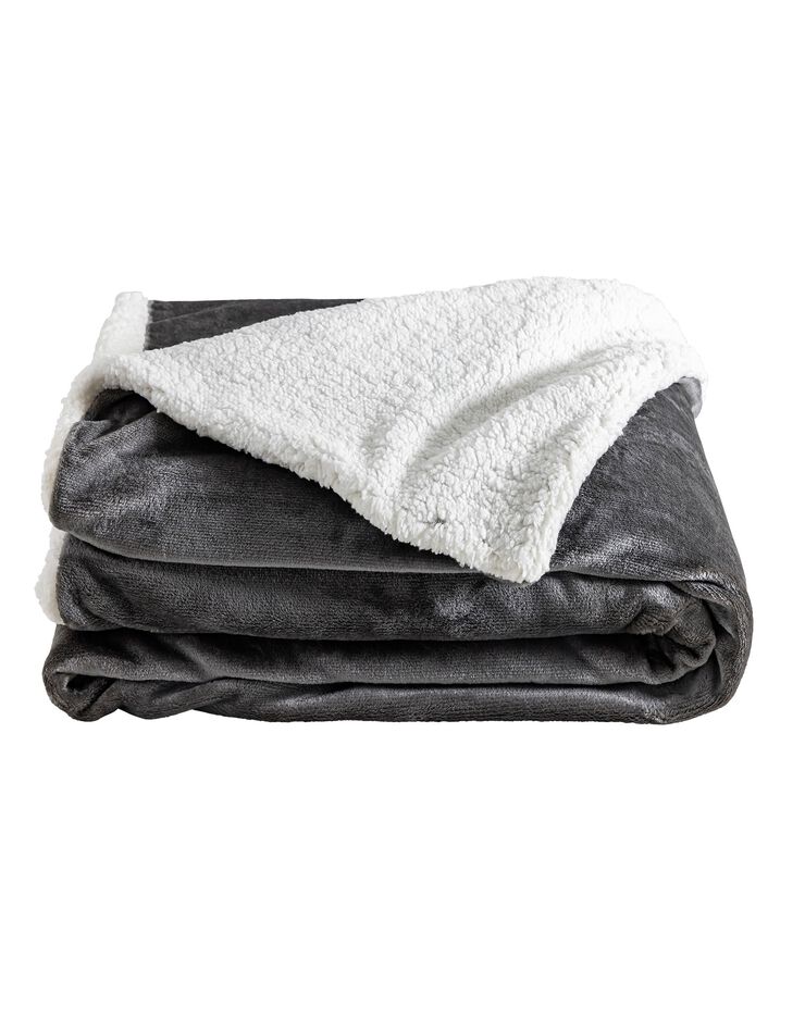 Couverture double face polaire et sherpa (anthracite)