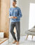 Pyjama motif placé, maille polaire (bleu / gris)