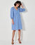 Robe courte évasée, imprimé ikat (bleu / blanc)