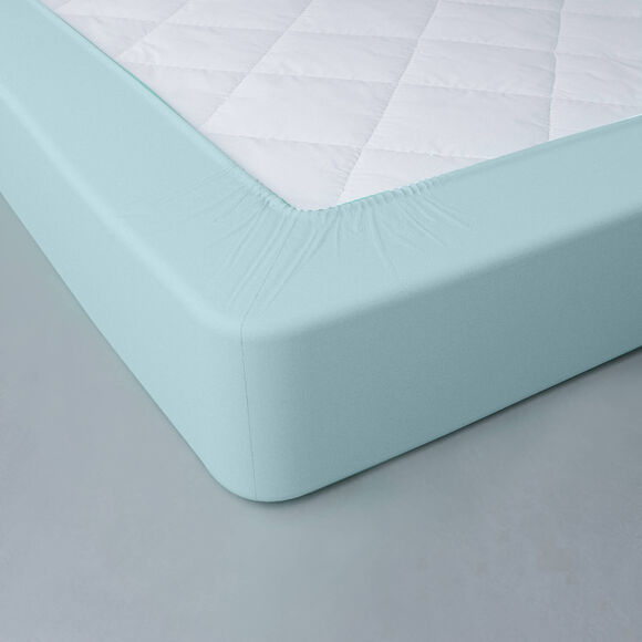 Drap-housse uni polyester - coton bonnet 32 cm (céladon)