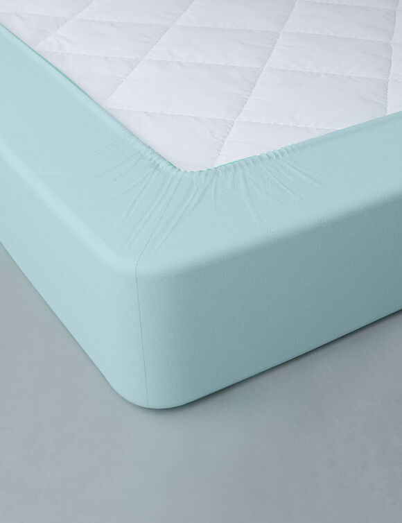 Drap-housse uni polyester - coton bonnet 32 cm (c&eacute;ladon)