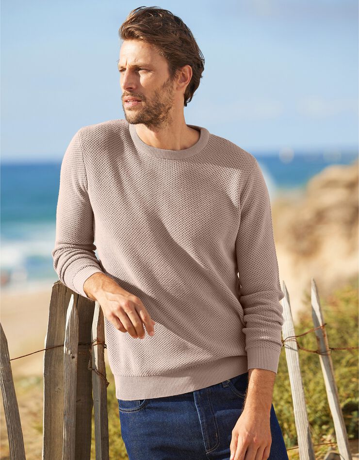 Pull en maille fantaisie (beige) Pull en maille fantaisie (beige)