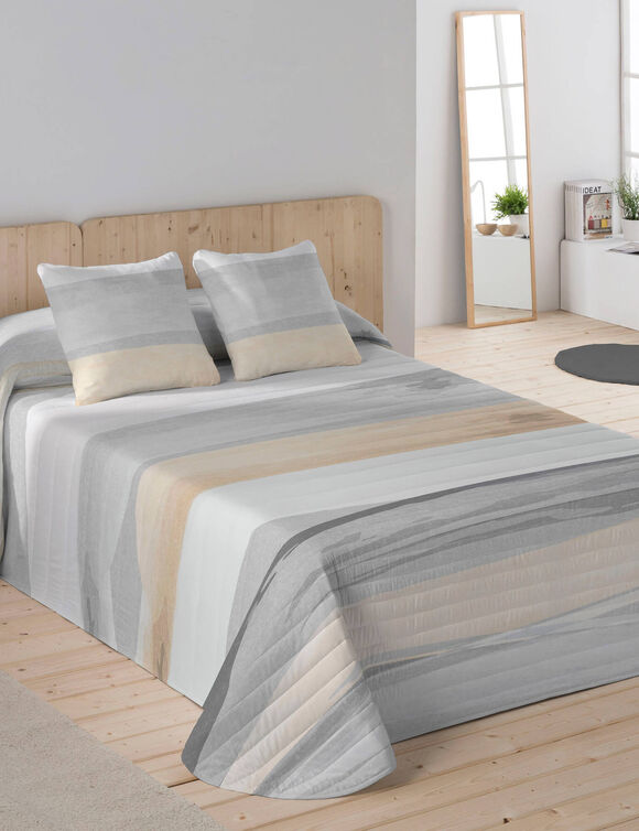 Couvre-lit imprimé horizon (gris / beige)