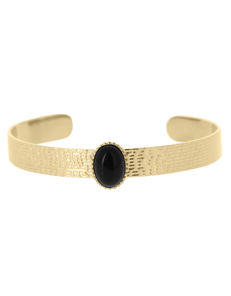 Bracelet doré et pierre d'obsidienne  (agate noir)