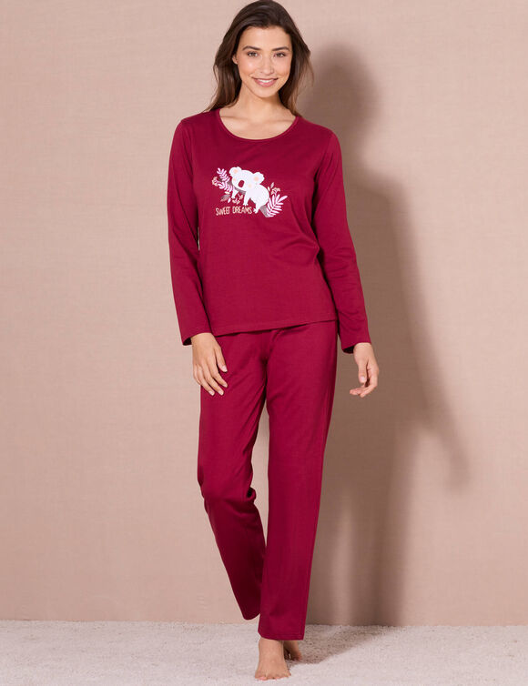 Pyjama manches longues motif "koala" (cerise)