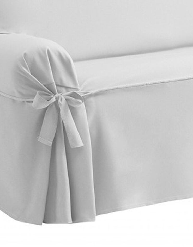 Housse salon nouettes uni coton polyester effet lin (gris)