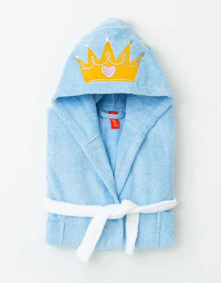 Peignoir de bain déguisement enfant princesse éponge coton - 340g/m² (bleuet)