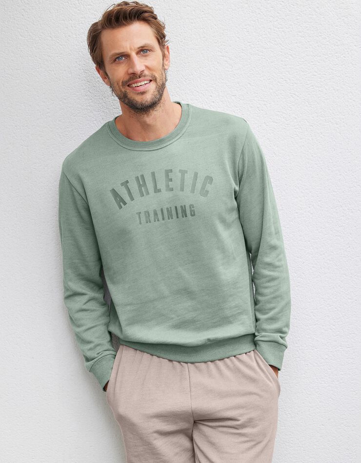 Sweat molleton col rond impression placée (tilleul) Sweat molleton col rond impression placée (tilleul)