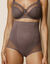Culotte taille haute maille et tulle gainant (café)