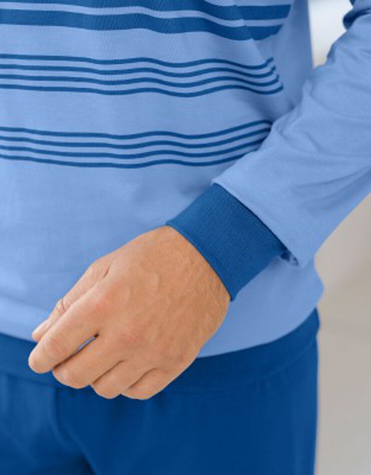 Pyjama coton rayé manches longues (bleu)