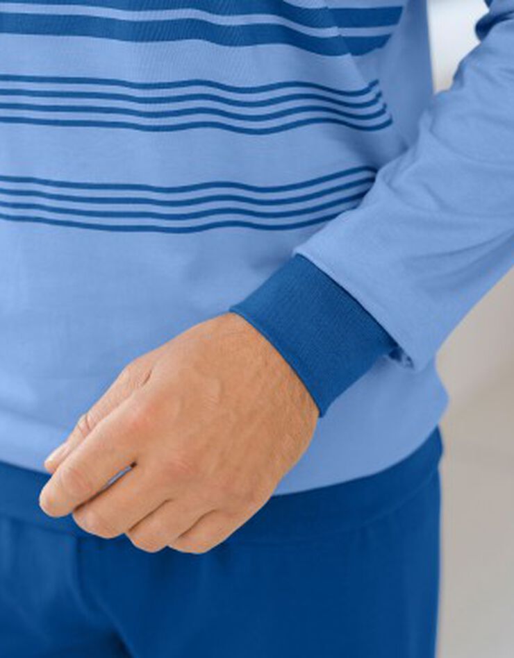 Pyjama coton rayé manches longues (bleu) Pyjama coton rayé manches longues (bleu)