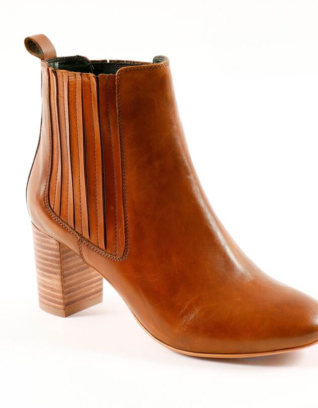 Boots à talon en cuir (caramel)