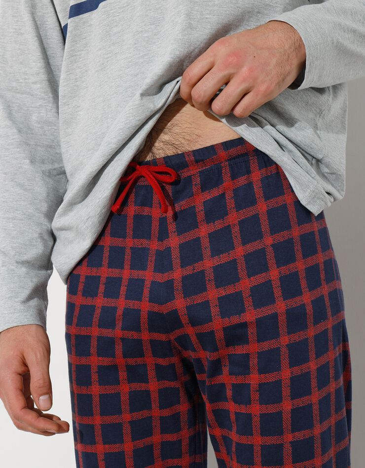 Pantalon pyjama imprimé carreaux (marine / rouge)