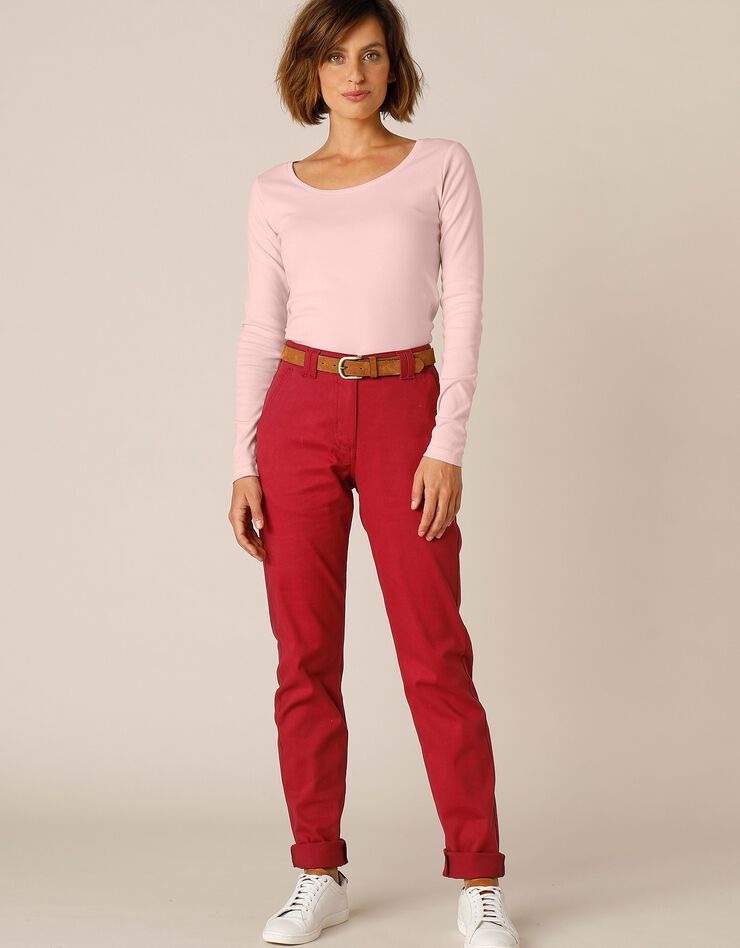 Tee-shirt uni manches longues jersey coton bio (rose poudré) Tee-shirt uni manches longues jersey coton bio (rose poudré)