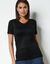 Tee-shirt manches courtes chaleur seconde peau et détails dentelle (noir)