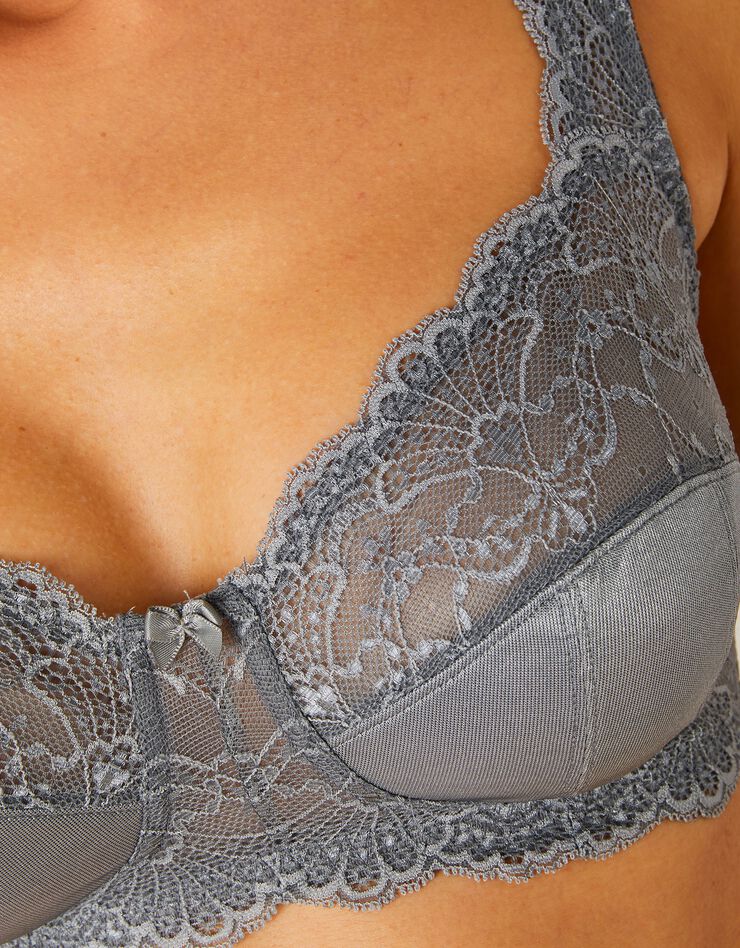 Soutien-gorge maille satinée et dentelle Salford sans armatures - lot de 2 (gris + anthracite) Soutien-gorge maille satinée et dentelle Salford sans armatures - lot de 2 (gris + anthracite)