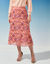 Jupe longue imprimé ikat, taille élastiquée (rose)