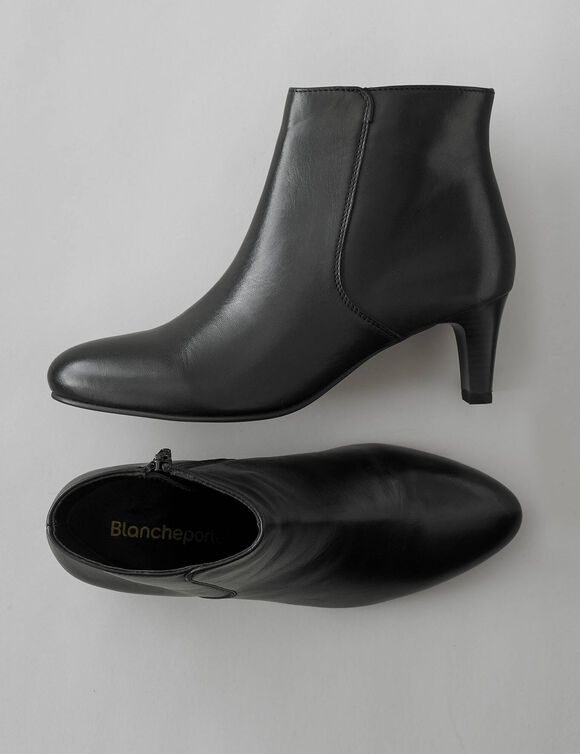 Boots cuir &agrave; talons (noir)