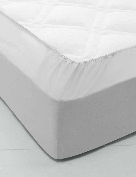 Drap-housse uni coton bonnet 32 cm (gris perle)