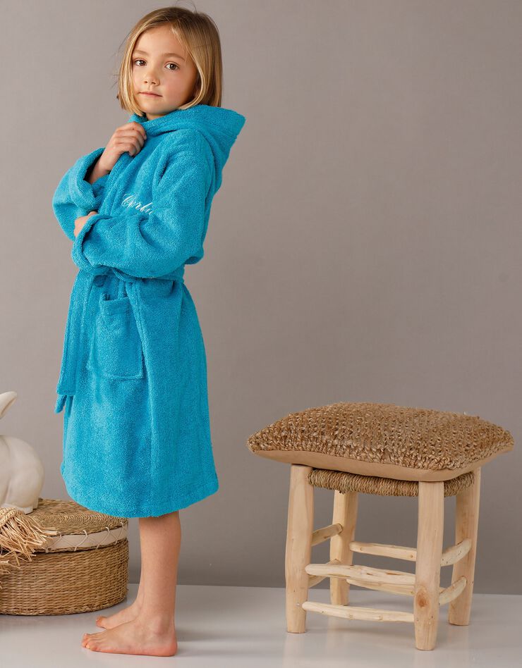 Peignoir enfant éponge à capuche personnalisable  (turquoise)