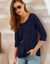 T-shirt manches 3/4 uni, coton (marine)