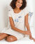 Chemise de nuit courte "Riviera" (écru / beige)
