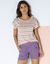 T-shirt rayé détail boutonné maille jersey (beige / multicolore)