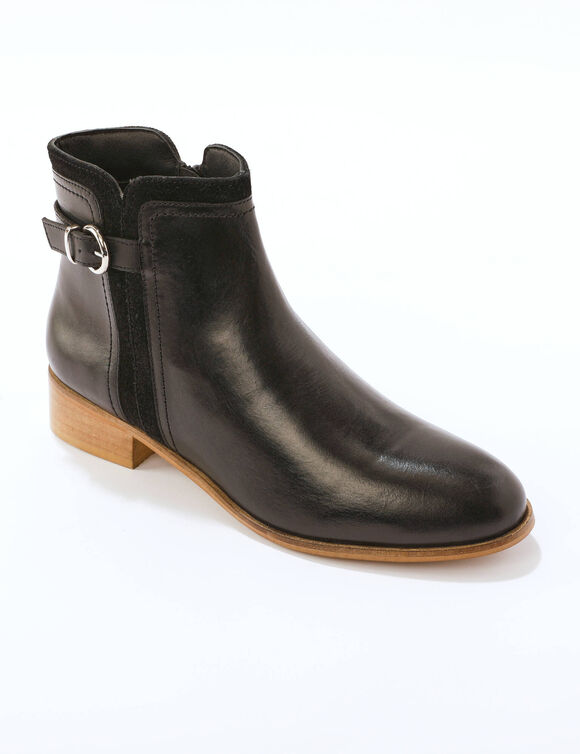 Boots plates en cuir (noir)