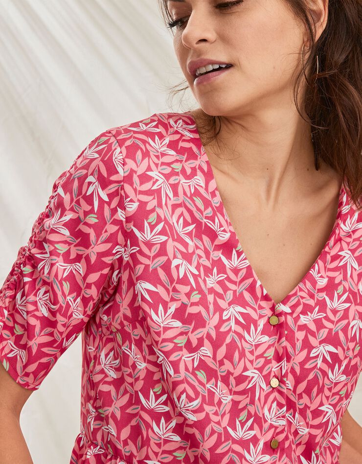 Blouse boutonnée imprimée (cerise / blanc) Blouse boutonnée imprimée (cerise / blanc)