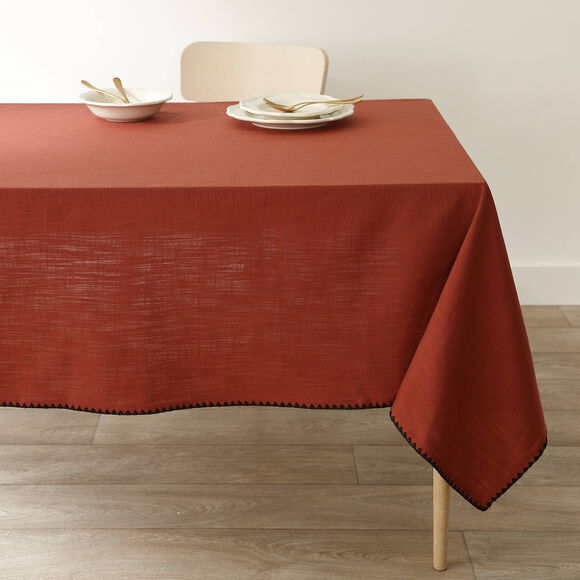 Nappe unie coton finition fantaisie (terracotta)