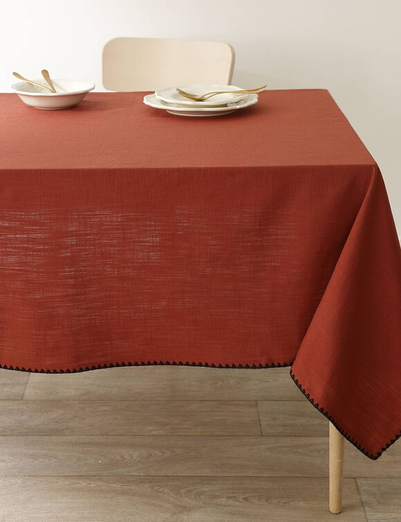 Nappe unie coton finition fantaisie (terracotta)
