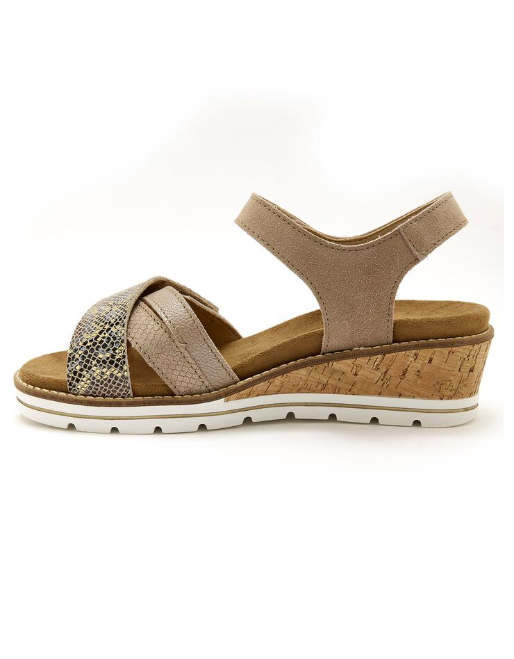 Sandales scratchées, petit compensé (beige) Sandales scratchées, petit compensé (beige)