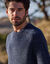 Pull col rond manches marteau côtes anglaises 30% laine (bleu mouliné)