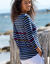 T-shirt marinière rayé manches 3/4 (marine / multicolore)