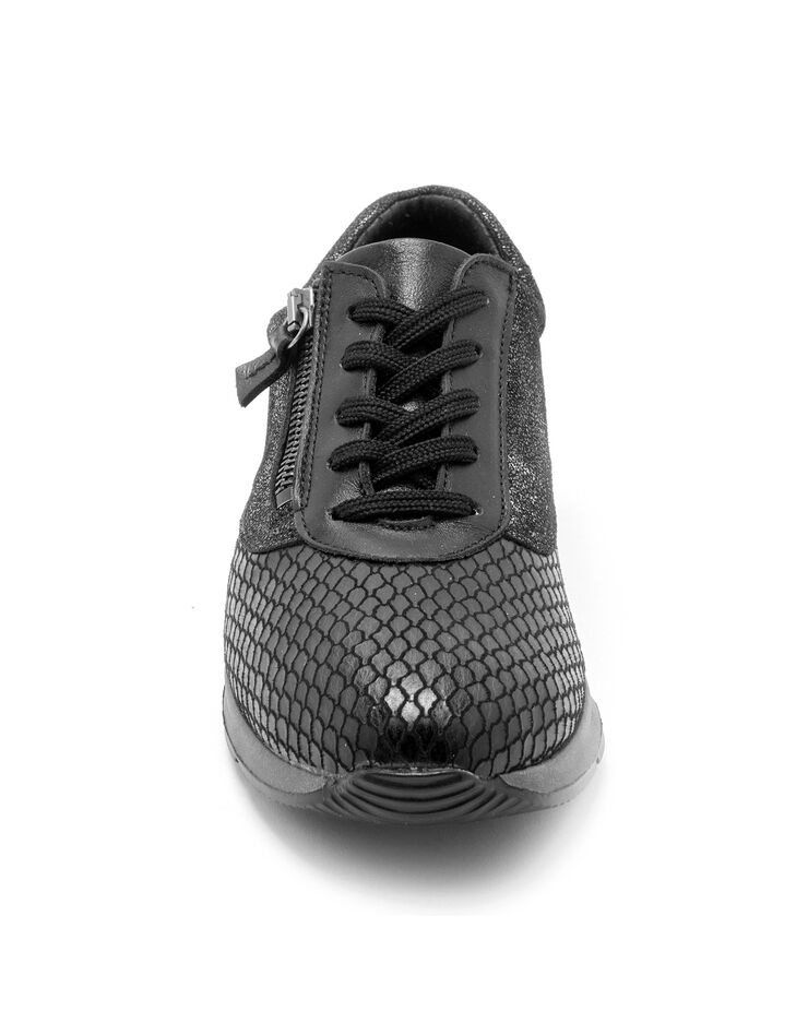 Derbies en cuir Hallux Confort - imprimé léopard (noir / gris) Derbies en cuir Hallux Confort - imprimé léopard (noir / gris)