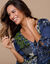 Robe longue imprimé patchwork col V (bleu / vert)