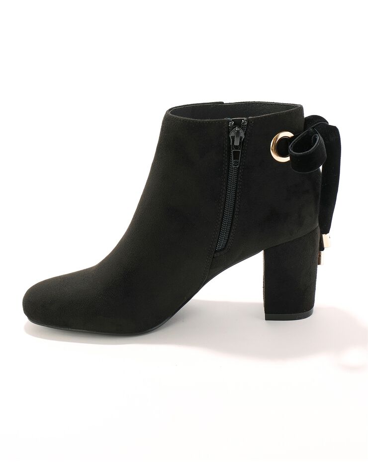 Boots à talon et noeud velours (noir)