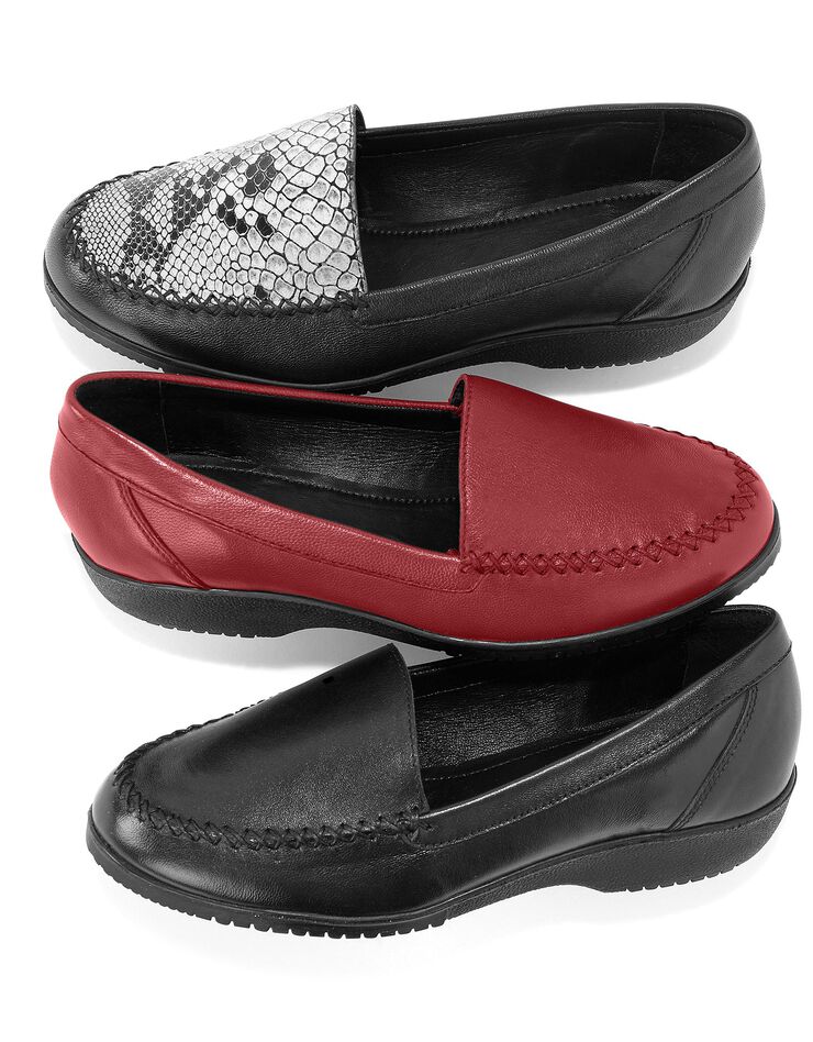 Mocassins largeur confort en cuir souple - uni (bordeaux) Mocassins largeur confort en cuir souple - uni (bordeaux)