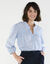 Chemisier broderie anglaise, smocks et col volanté (bleu ciel)