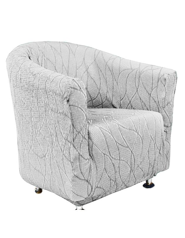 Housse extensible motif jacquard spéciale fauteuil cabriolet  (gris clair)