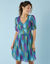 Robe courte Spécial Petites, voile imprimé (vert canard / miel)