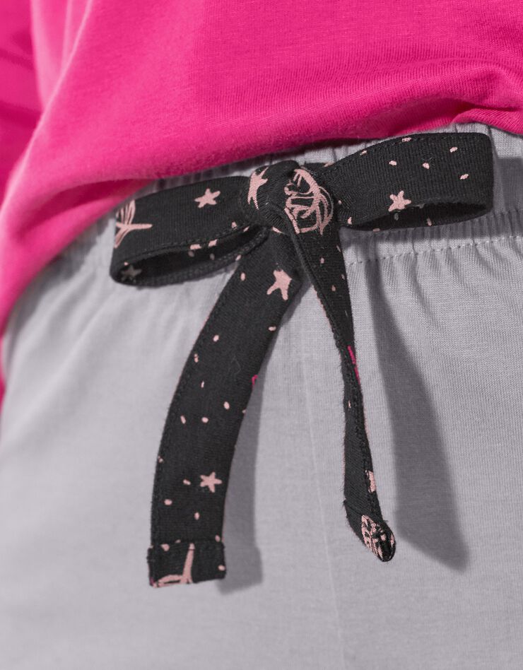 Pantacourt pyjama uni motifs placés "plumes" (gris) Pantacourt pyjama uni motifs placés "plumes" (gris)
