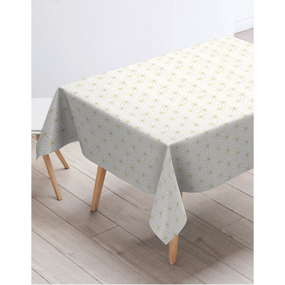 Nappe motifs géométriques métallisés (blanc)